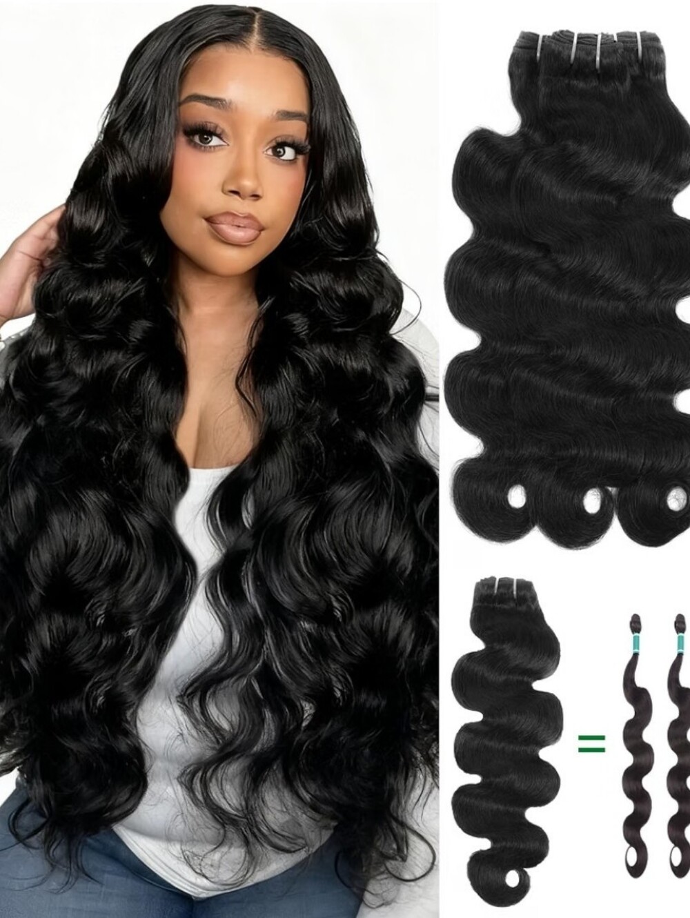 17A Body Wave Indian Raw Human Hair 3 Bundles Triple Lifespan 14, 14, 14" Black